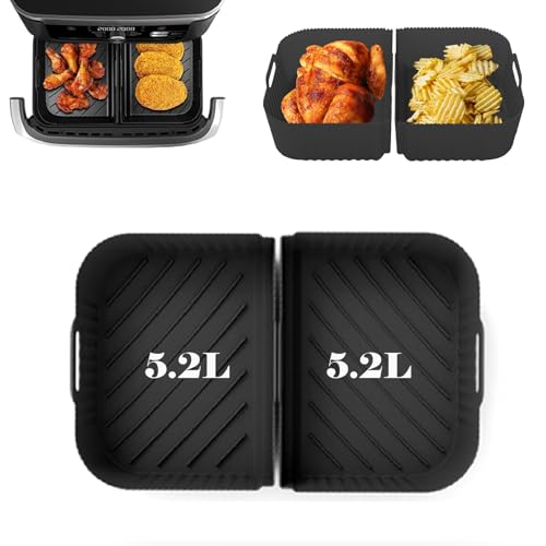 Cathpetic Airfryer Silikonform Zubehör für Ninja AF500, Air Fryer Accessories für Dual Zone Heißluftfritteuse，Kieselgel Backblech Zwei in einem von Cathpetic