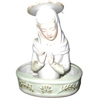 Biskuitporzellan Madonna Und Weihwassertablett, Mutter Maria Figur, Jungfrau Statue, Christi, Religiöses Alter Dekor von CathysShabbyFarm