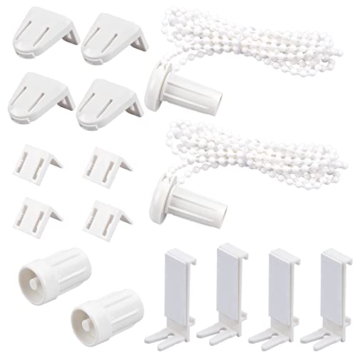 2 Sets Rollo Beschläge 17mm Rollo Halterung Fenster, Rollo Klemmfix Ersatzteil Ohne Bohren, Plastik Klemmträger Kettenzug für Klemmfix-Rollos, Doppelrollo, Weiß von Catime