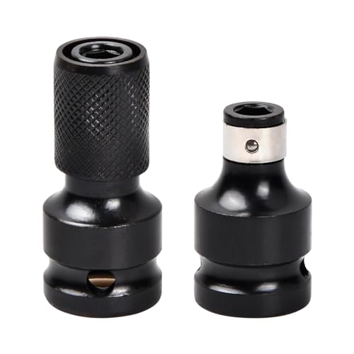 2 Stück Bit Bohrer Adapter, Bithalter Stecknuss Adapters Bohrfutter Satz, Schlagschrauber Zubehör set 1/2 Vierkantantantrieb auf 1/4 Sechskantschaft für Ratschen Schraubern Bohrmaschinen (A) von Catime