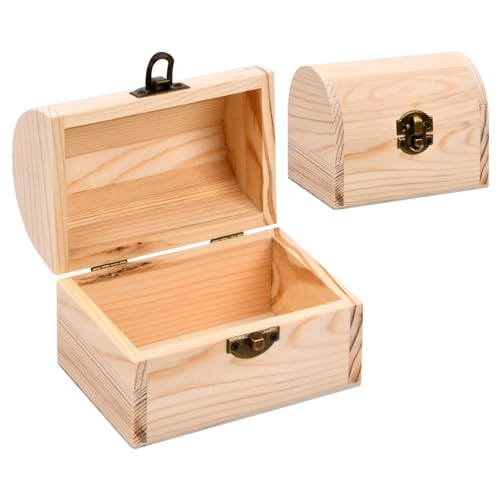 2 Stück Holzbox mit Deckel Klein 11,8x8x9cm, Unlackiert Holzschachtel Holz Schatulle Box, Dekorative Schmuckkästchen Holz Natur, Geschenkbox Holzkiste für DIY Bemalen Geschenk Hochzeit Schmuck von Catime