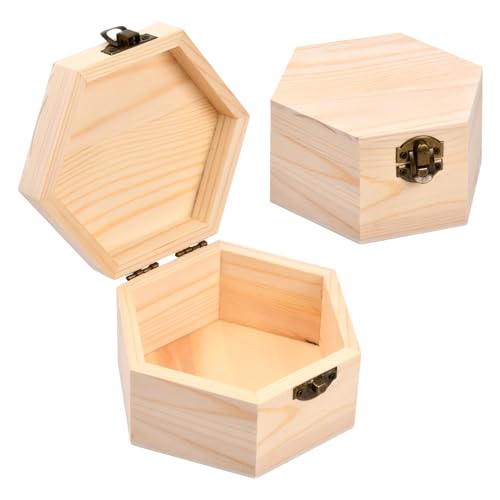 2 Stück Holzbox mit Deckel Klein 6,5x6,5x7cm, Unlackiert Holzschachtel Holz Schatulle Box, Dekorative Schmuckkästchen Holz Natur, Geschenkbox Holzkiste für DIY Bemalen Geschenk Hochzeit Schmuck von Catime