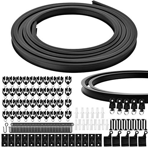 5 Meter Flexible Decke Vorhangschiene, Gebogene Gardinenschiene, Deckenschiene mit Montage Zubehör, Decken Vorhang Schiene für Fenster Dusch Vorhänge Raumteiler Schienenvorhangsystem (Schwarz) von Catime