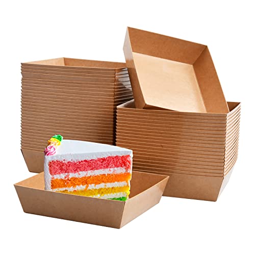 50 Stück Wasserdicht Pappschalen Braun, Einweggeschirr Snackschalen aus Papier, Essenstablett Servierschale aus Kraftpapier für Partys, Fingerfood Schälchen für Pommes Salat Sushi (9 x 9 x 3.5 cm) von Catime