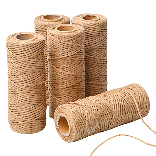 500M Papierschnur Natur zum Basteln, 1.5mm Braun Paketschnur, Bast Raffia Naturbast Papierband, Natürliches Dekokordel Bastband Papierkordel für Geschenkverpackung DIY Weberei Hänge von Catime