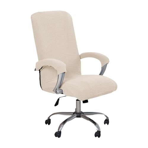 Elastische Stuhlhussen mit Armlehne, Spandex Bürostuhl Bezug, Office Computer Stuhlbezüge, Hussen für Stühle Abnehmbare Waschbare, Polarfleece Chair Covers Universal für Armlehnenstühle (Beige) von Catime