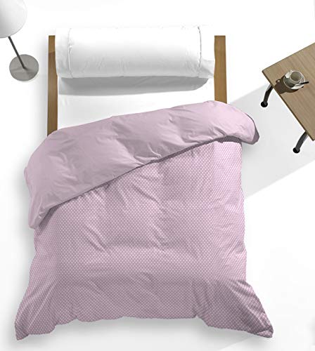 Catotex - Bedruckter Bettbezug + einfarbiger Bettbezug für die Rückseite, 50 % Baumwolle, 50 % Polyester, für Betten mit 135 cm Violet Ice, Modell Luana von Catotex