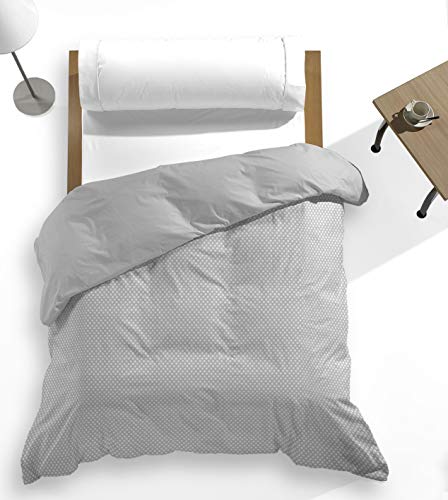 Catotex - Bettbezug, Bedruckt, einfarbig, wendbar, Rückseite, 50 % Baumwolle, 50 % Polyester, Bett 135 cm, Grau, Modell Luana von Catotex