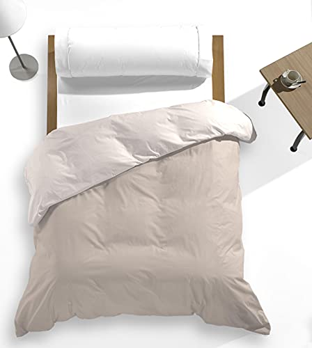 Catotex - Wende-Bettbezug, zweifarbig, einfarbig, für Bettdecke aus 50% Baumwolle, 50% Polyester, für Betten mit 105 cm Breite, Leinen/Beige von Catotex