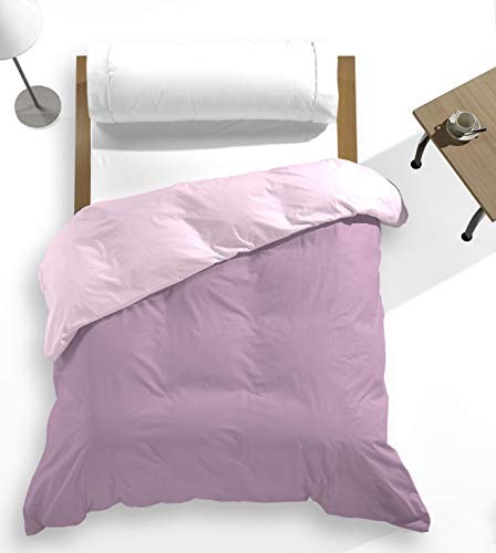Catotex - Wendbarer Bettbezug, zweifarbig, einfarbig, für Bettdecke, 50 % Baumwolle, 50 % Polyester, für Betten von 180 cm, Rosa/Violett von Catotex