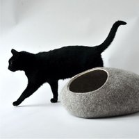 Haustier Bett/Katzenbett - Katzenhöhle Katzenhaus Umweltfreundliches Handgemachtes Aus Wolle Umweltfreundliche Grau Weiß von Catpetbed