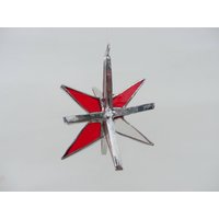 Kleiner 12Er Stern Rot Und Klar Hängender Christbaumschmuck von CatsPajamasGlass