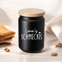 Aufkleber „Schmeckis" Personalisiert Leckerlis Name Katze Hund Vinyl Beschriftung Haustiere von CatsimoDE