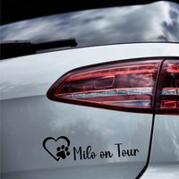 Auto Aufkleber | Name On Tour | 12x3 Hund Pfote Vinylsticker Personalisiert von CatsimoDE