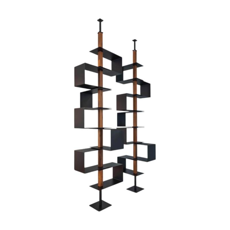 2er Set Raumteiler Tokyo Nussbaum Canaletto GFM73 Schwarz Lackiert von Cattelan Italia