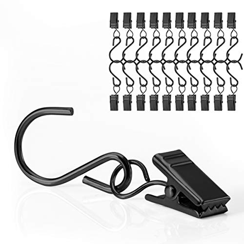 40 Stück Vorhanghaken mit Clip,Edelstahl Haken mit Clip für Gardinen,Gartenschnur-Lichtaufhänger oder Party Lights-Clips, Foto-Clips（Schwarz） von CattleyaHQ