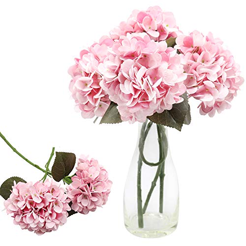 CattleyaHQ Künstliche Hortensien mit 4 Köpfen, eleganter Hortensienstrauß, künstliche Pflanzendekoration für Party/Hochzeit/Zuhause/Küche (Rosa) von CattleyaHQ