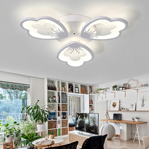 Blume-deckenlampe LED-kronleuchter Dimmbare Ceiling Light Und Fernbedienung Nachtlicht 3000-6000k Led Lampen Deckenlampen APP Modern Für Schlafzimmer Wohnzimmer-white||55cm von Caufloce