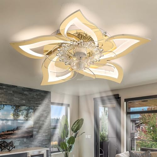 Caufloce Smart Deckenventilator Mit Beleuchtung Und Fernbedienung Leise, Led Deckenventilator Mit Licht Dimmbar 6 Gang Reversibel Deckenleuchte Mit Ventilator Für Küchen, Wohnzimme von Caufloce