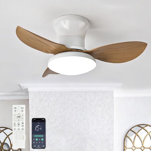 Deckenventilator Mit Beleuchtung, Reversibel Led Schlafzimmerventilator Lampe, Moderner Celing Light with Fan 6 Gang, Dc Deckenventilator Mit Licht Und Fernbedienung Mobile App Dimmbar-Blackwood A Deckenventilator Mit Beleuchtung, Reversibel Led Schlafzimmerventilator Lampe, Moderner Celing Light with Fan 6 Gang, Dc Deckenventilator Mit Licht Und Fernbedienung Mobile App Dimmbar-Blackwood A von Caufloce