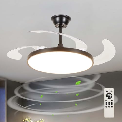 Groß Deckenventilator Mit Beleuchtung Und Fernbedienung Leise Schlafzimmer Einziehbare Lampe Mit Ventilator LED Dimmbar Reversibel Deckenventilator Mit Licht Modern 6 Gang Für Wohnzimmer-Black||108cm Groß Deckenventilator Mit Beleuchtung Und Fernbedienung Leise Schlafzimmer Einziehbare Lampe Mit Ventilator LED Dimmbar Reversibel Deckenventilator Mit Licht Modern 6 Gang Für Wohnzimmer-Black||108cm von Caufloce