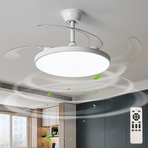 Groß Deckenventilator Mit Beleuchtung Und Fernbedienung Leise Schlafzimmer Einziehbare Lampe Mit Ventilator LED Dimmbar Reversibel Deckenventilator Mit Licht Modern 6 Gang Für Wohnzimmer-White||95cm Groß Deckenventilator Mit Beleuchtung Und Fernbedienung Leise Schlafzimmer Einziehbare Lampe Mit Ventilator LED Dimmbar Reversibel Deckenventilator Mit Licht Modern 6 Gang Für Wohnzimmer-White||95cm von Caufloce