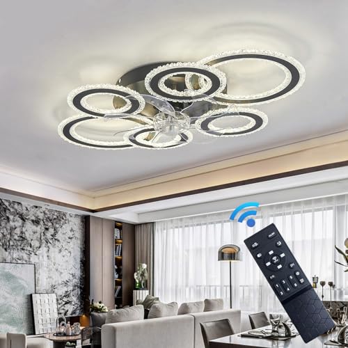 LED DC Groß Deckenventilator Mit Beleuchtung Reversibel Leise Deckenventilator Mit Licht 6 Gangs Dimmbar Deckenlampe Mit Ventilator Timer Für Wohnzimmer-black LED DC Groß Deckenventilator Mit Beleuchtung Reversibel Leise Deckenventilator Mit Licht 6 Gangs Dimmbar Deckenlampe Mit Ventilator Timer Für Wohnzimmer-black von Caufloce