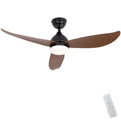 LED-Deckenventilator Mit Beleuchtung Und Fernbedienung, Reversibel Wohnzimmer Deckenventilator Mit Licht Groß Leise Smart Deckenlampe Ventilator Modern Küchen DC Für Schlafzimmer-90cm von Caufloce