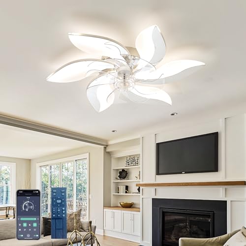 Caufloce LED Flower Deckenventilator Mit Beleuchtung Reversibel Dc Dimmbardeckenleuchte Mit Ventilator Timer Deckenventilator Mit Beleuchtung Und Fernbedienung Leise Für Schlafzimmer-chrome Caufloce LED Flower Deckenventilator Mit Beleuchtung Reversibel Dc Dimmbardeckenleuchte Mit Ventilator Timer Deckenventilator Mit Beleuchtung Und Fernbedienung Leise Für Schlafzimmer-chrome von Caufloce