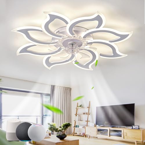 Wohnzimmer Deckenventilator Mit Beleuchtung Reversibel, Dimmbar Fan with Light Alexa APP, Moderne Deckenventilator Licht Mit Fernbedienung Timer 6 Speed Flower Für Schlafzimmer-white Wohnzimmer Deckenventilator Mit Beleuchtung Reversibel, Dimmbar Fan with Light Alexa APP, Moderne Deckenventilator Licht Mit Fernbedienung Timer 6 Speed Flower Für Schlafzimmer-white von Caufloce