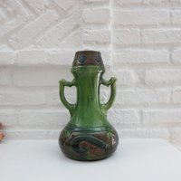 Grüne Vintage Mcm Belgium Grüne Vase - Mid-Century Keramik von CaughtMyFancy