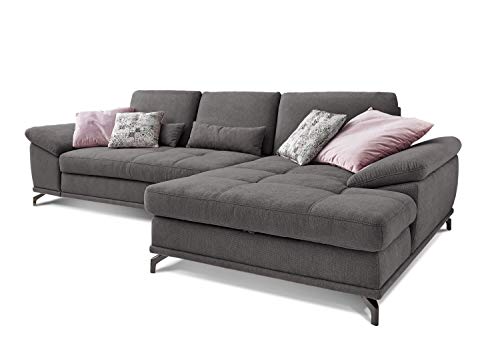 Cavadore Ecksofa Castiel mit Federkern / Großes Sofa in L-Form mit Sitztiefenverstellung und XL-Longchair / 312 x 89 x 173 / Webstoff, Grau Cavadore Ecksofa Castiel mit Federkern / Großes Sofa in L-Form mit Sitztiefenverstellung und XL-Longchair / 312 x 89 x 173 / Webstoff, Grau von CAVADORE