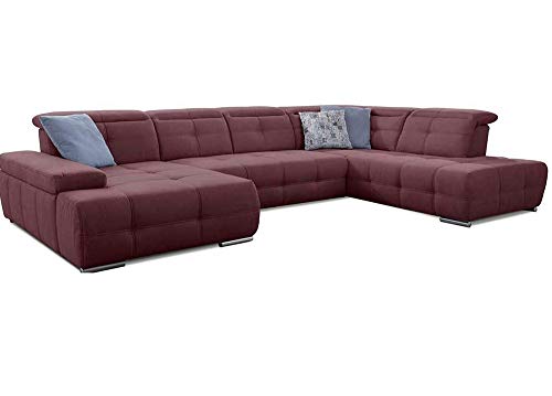 Cavadore Wohnlandschaft Mistrel mit Schlaffunktion / U-Form Bettsofa mit leichter Fleckentfernung dank Soft Clean / Geeignet für Haushalte mit Kindern, Haustieren /343 x 77 x 228 / rot von CAVADORE