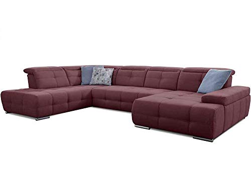 Cavadore Wohnlandschaft Mistrel mit Bettfunktion / Schlafsofa mit leichter Fleckentfernung dank Soft Clean / Geeignet für Haushalte mit Kindern, Haustieren /343 x 77 x 228 / rot von CAVADORE