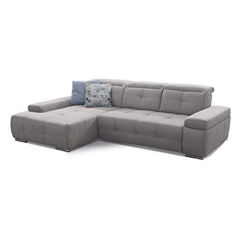 Cavadore Ecksofa Mistrel mit Schlaffunktion, L-Form Sofa mit leichter Fleckentfernung dank Soft Clean, geeignet für Haushalte mit Kindern, Haustieren, 273 x 77 x 173, hellgrau von CAVADORE