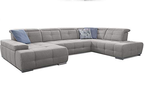 Cavadore Wohnlandschaft Mistrel mit Schlaffunktion / U-Form Bettsofa mit leichter Fleckentfernung dank Soft Clean / Geeignet für Haushalte mit Kindern, Haustieren /343 x 77 x 228 / hellgrau Cavadore Wohnlandschaft Mistrel mit Schlaffunktion / U-Form Bettsofa mit leichter Fleckentfernung dank Soft Clean / Geeignet für Haushalte mit Kindern, Haustieren /343 x 77 x 228 / hellgrau von CAVADORE