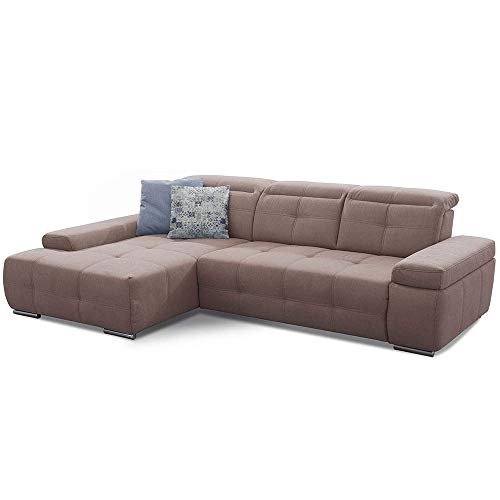 Cavadore Eckcouch Mistrel mit verstellbaren Kopfteilen, Ecksofa mit leichter Fleckentfernung dank Soft Clean, geeignet für Haushalte mit Kindern, Haustieren, 273 x 77 x 173, hellbraun von CAVADORE