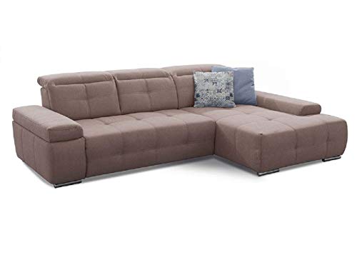 Cavadore Ecksofa Mistrel mit verstellbaren Kopfteilen, L-Form Sofa mit leichter Fleckentfernung dank Soft Clean, geeignet für Haushalte mit Kindern, Haustieren, 273 x 77 x 173, hellbraun von CAVADORE