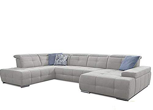 Cavadore Wohnlandschaft Mistrel mit Bettfunktion / Schlafsofa mit leichter Fleckentfernung dank Soft Clean / Geeignet für Haushalte mit Kindern, Haustieren /343 x 77 x 228 / weiß von CAVADORE