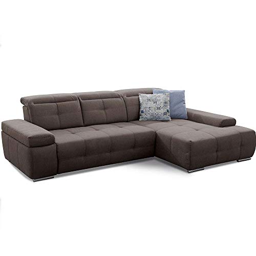 Cavadore Ecksofa Mistrel mit verstellbaren Kopfteilen, L-Form Sofa mit leichter Fleckentfernung dank Soft Clean, geeignet für Haushalte mit Kindern, Haustieren, 273 x 77 x 173, braun von CAVADORE