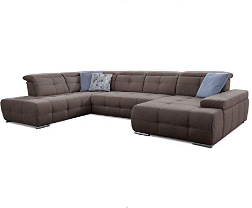 Cavadore Wohnlandschaft Mistrel mit Bettfunktion / Schlafsofa mit leichter Fleckentfernung dank Soft Clean / Geeignet für Haushalte mit Kindern, Haustieren /343 x 77 x 228 / braun von CAVADORE