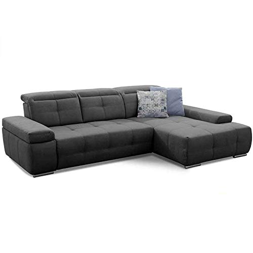 Cavadore Ecksofa Mistrel mit verstellbaren Kopfteilen, L-Form Sofa mit leichter Fleckentfernung dank Soft Clean, geeignet für Haushalte mit Kindern, Haustieren, 273 x 77 x 173, dunkelgrau Cavadore Ecksofa Mistrel mit verstellbaren Kopfteilen, L-Form Sofa mit leichter Fleckentfernung dank Soft Clean, geeignet für Haushalte mit Kindern, Haustieren, 273 x 77 x 173, dunkelgrau von CAVADORE