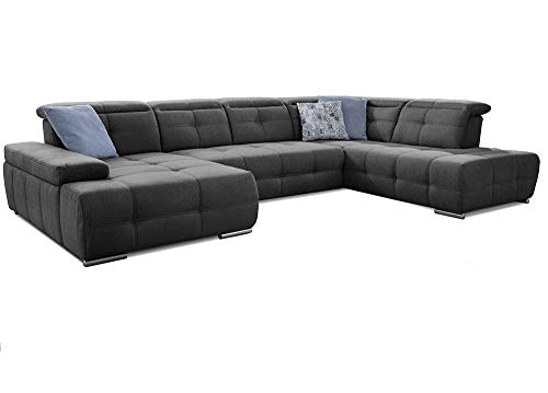 Cavadore Wohnlandschaft Mistrel mit Schlaffunktion / U-Form Bettsofa mit leichter Fleckentfernung dank Soft Clean / Geeignet für Haushalte mit Kindern, Haustieren /343 x 77 x 228 / dunkelgrau Cavadore Wohnlandschaft Mistrel mit Schlaffunktion / U-Form Bettsofa mit leichter Fleckentfernung dank Soft Clean / Geeignet für Haushalte mit Kindern, Haustieren /343 x 77 x 228 / dunkelgrau von CAVADORE