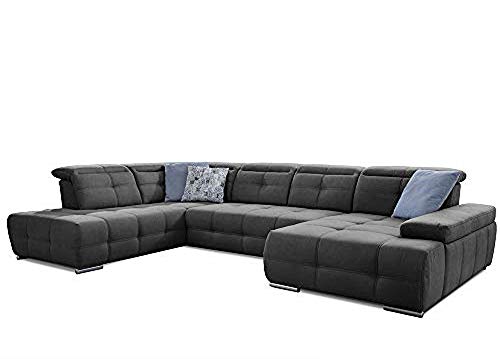 Cavadore Wohnlandschaft Mistrel mit verstellbaren Kopfteilen / Sofagarnitur mit leichter Fleckentfernung dank Soft Clean / Geeignet für Haushalte mit Kindern, Haustieren /343 x 77 x 228 / dunkelgrau Cavadore Wohnlandschaft Mistrel mit verstellbaren Kopfteilen / Sofagarnitur mit leichter Fleckentfernung dank Soft Clean / Geeignet für Haushalte mit Kindern, Haustieren /343 x 77 x 228 / dunkelgrau von CAVADORE