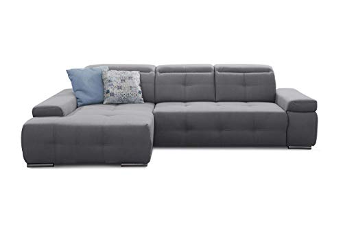 Cavadore Eckcouch Mistrel mit verstellbaren Kopfteilen, Ecksofa mit leichter Fleckentfernung dank Soft Clean, geeignet für Haushalte mit Kindern, Haustieren, 273 x 77 x 173, grau Cavadore Eckcouch Mistrel mit verstellbaren Kopfteilen, Ecksofa mit leichter Fleckentfernung dank Soft Clean, geeignet für Haushalte mit Kindern, Haustieren, 273 x 77 x 173, grau von CAVADORE