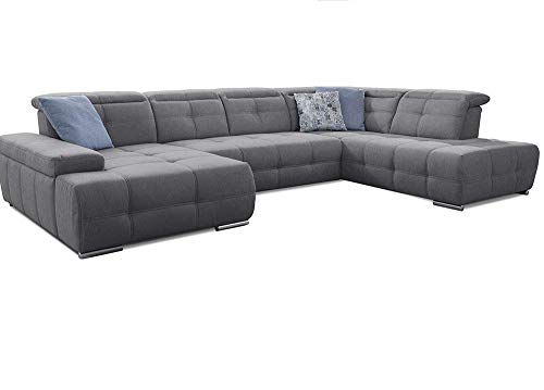 Cavadore Wohnlandschaft Mistrel mit Schlaffunktion / U-Form Bettsofa mit leichter Fleckentfernung dank Soft Clean / Geeignet für Haushalte mit Kindern, Haustieren /343 x 77 x 228 / grau Cavadore Wohnlandschaft Mistrel mit Schlaffunktion / U-Form Bettsofa mit leichter Fleckentfernung dank Soft Clean / Geeignet für Haushalte mit Kindern, Haustieren /343 x 77 x 228 / grau von CAVADORE