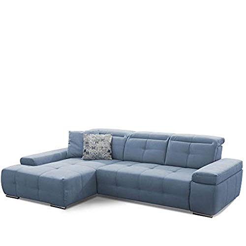 Cavadore Ecksofa Mistrel mit Schlaffunktion, L-Form Sofa mit leichter Fleckentfernung dank Soft Clean, geeignet für Haushalte mit Kindern, Haustieren, 273 x 77 x 173, blau von CAVADORE