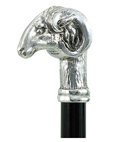 Hölzernen Gehstock Silber Zinn elegant schwarz italienische Handwerkskunst Tonqualität- robuste Spazierstock Retro Made in Italy von Cavagnini