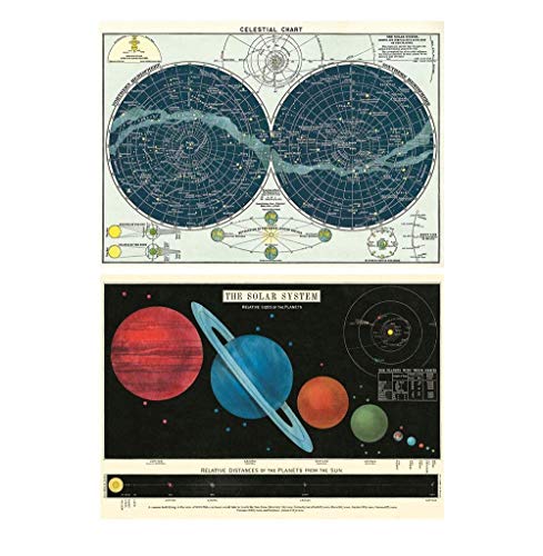 Cavallini Wrap – Himmlisches und Sonnensystem – 2 x Poster-Set – 50 x 71 cm von Cavallini