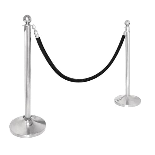 Cave & Garden VIP-Absperrpfosten-Set 3-teilig Silberfarben - Absperrpfosten - Kordelständer - VIP Absperrung - Absperrset - zilver - Absperrpfosten mit Seil von Cave & Garden